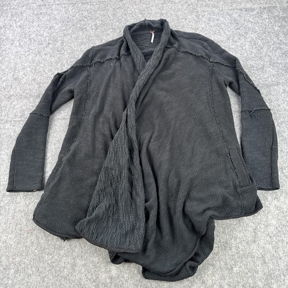 Free People Sweaters - Free People Cardigan Sweater Womens XS Black Open Front Drape Knit Jacket